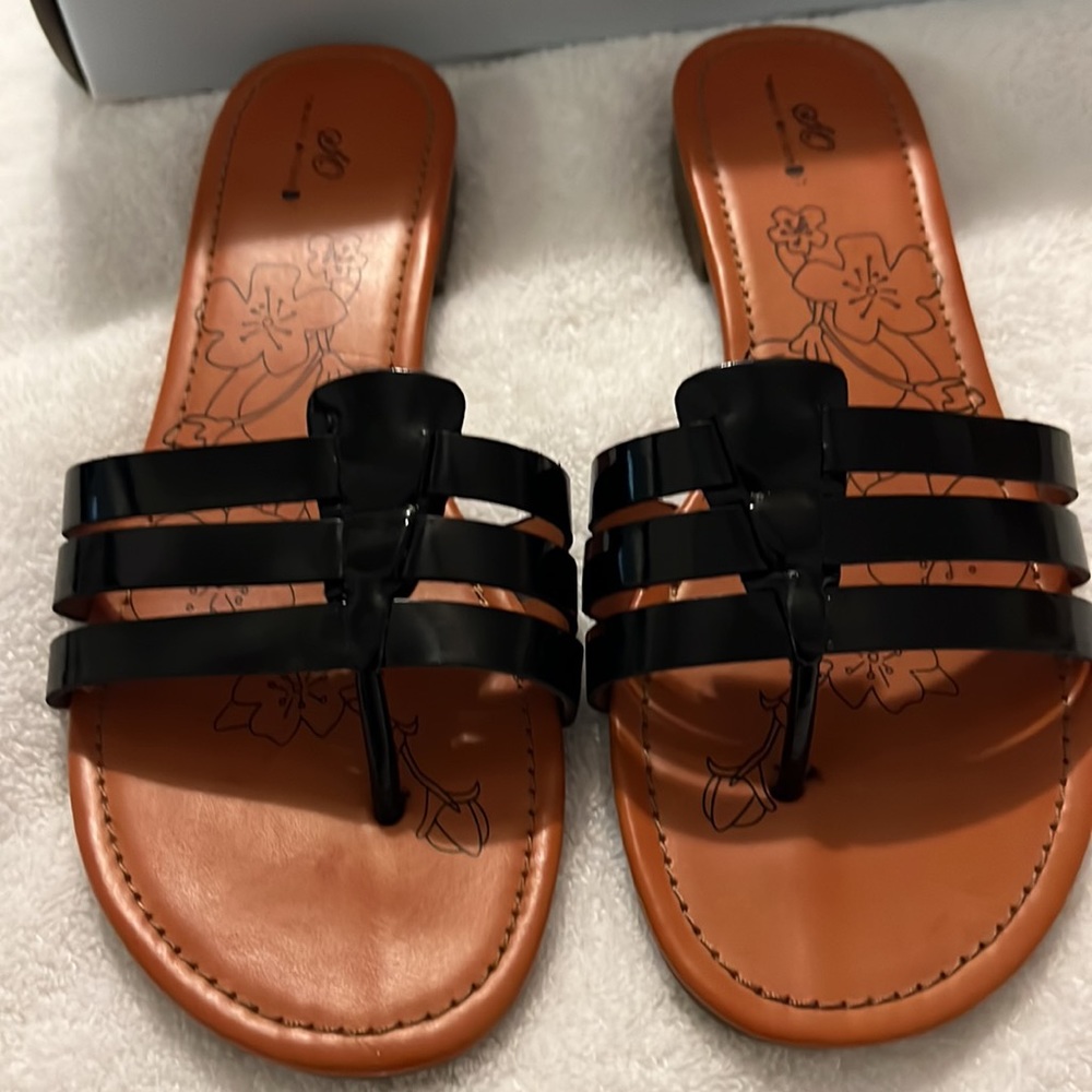 SO®Emmie Black Women's Strappy Slide Sandals SZ 7 Black - Picture 2 of 6